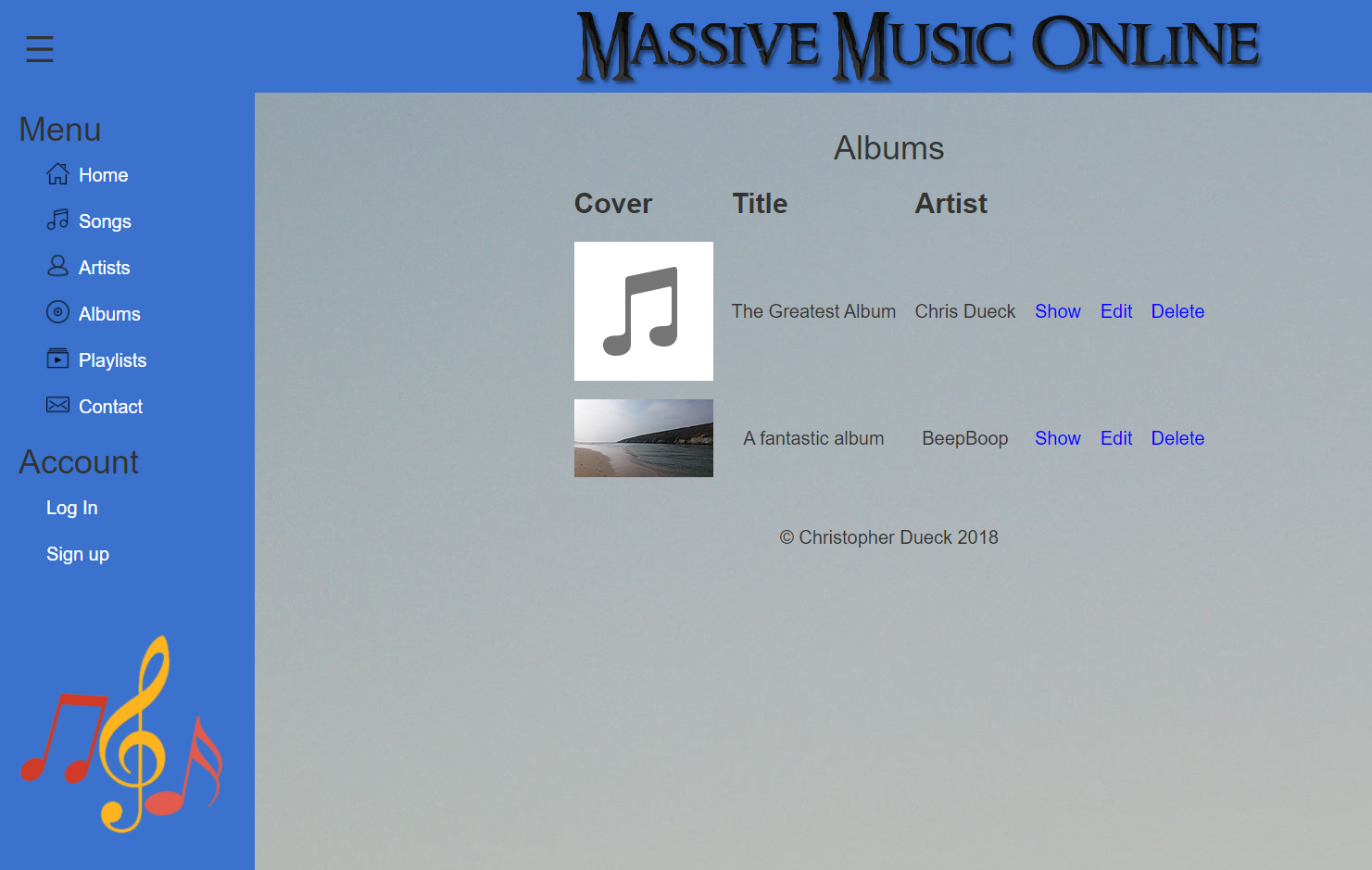 Viewing albums in
Massive Music Online